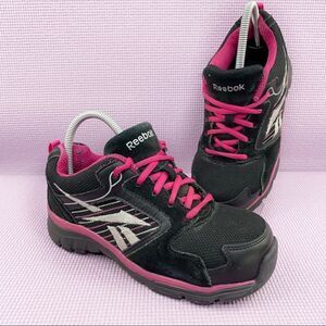 Reebok RB454 Anomar Safety Work Shoes Sneakers Black Pink 6